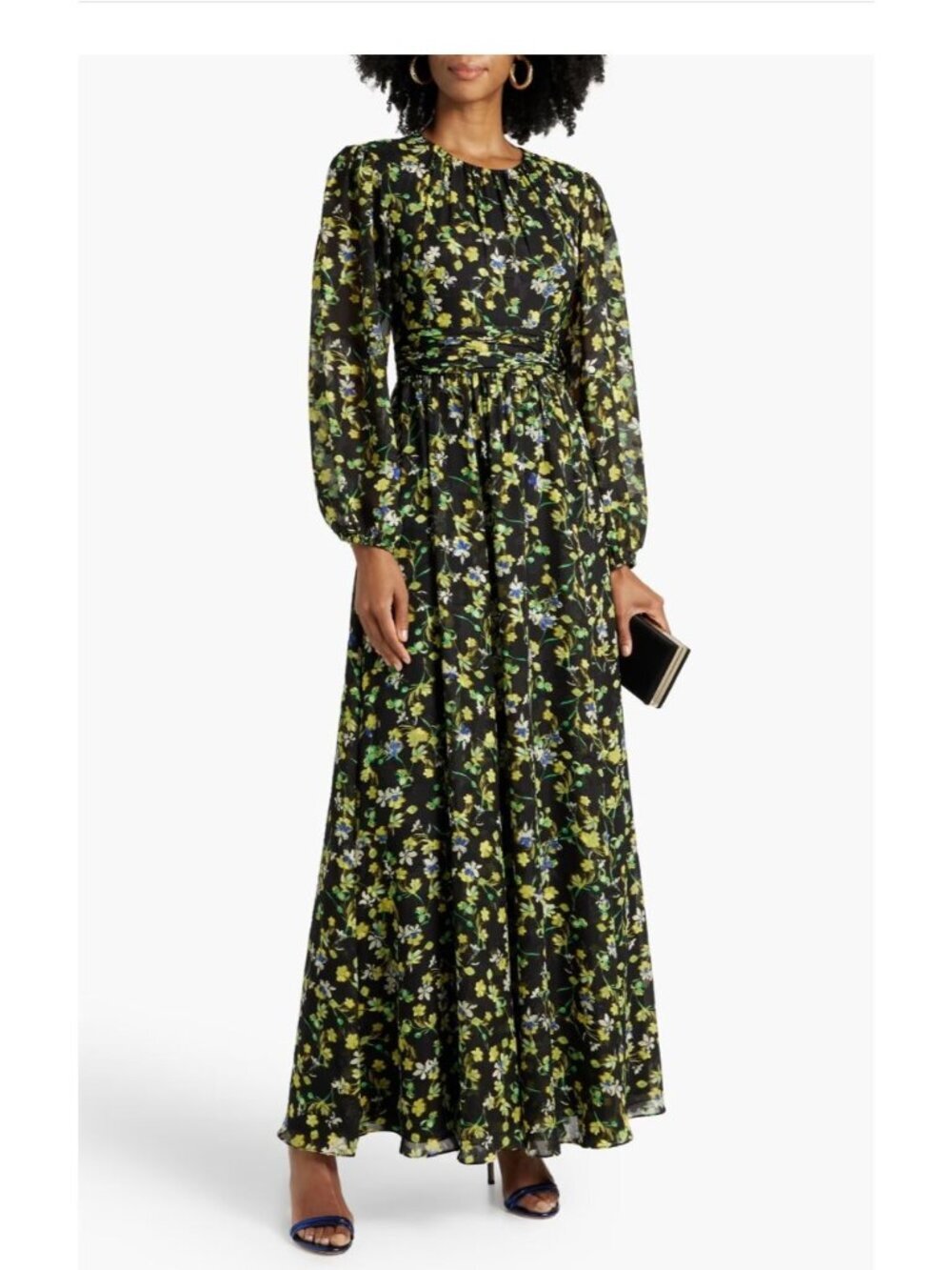NWT mikael aghal floral print chiffon maxi dress